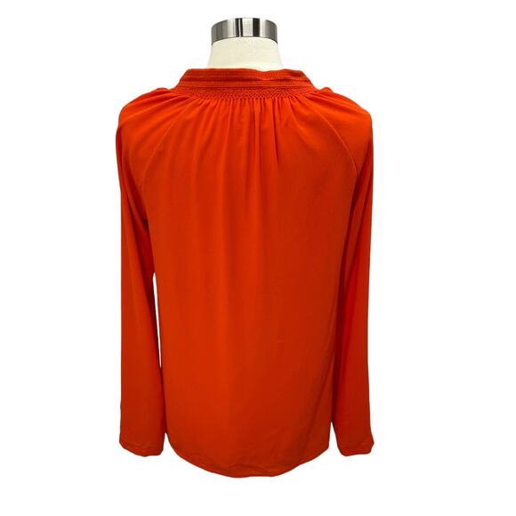MICHAEL KORS Long Sleeve V-Neck Orange Tassel Top - Picture 5 of 10